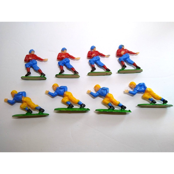 Vintage Football Players (8) Hard Plastic Figures Blue Red and Yellow Hong Kong - Picture 4 of 6